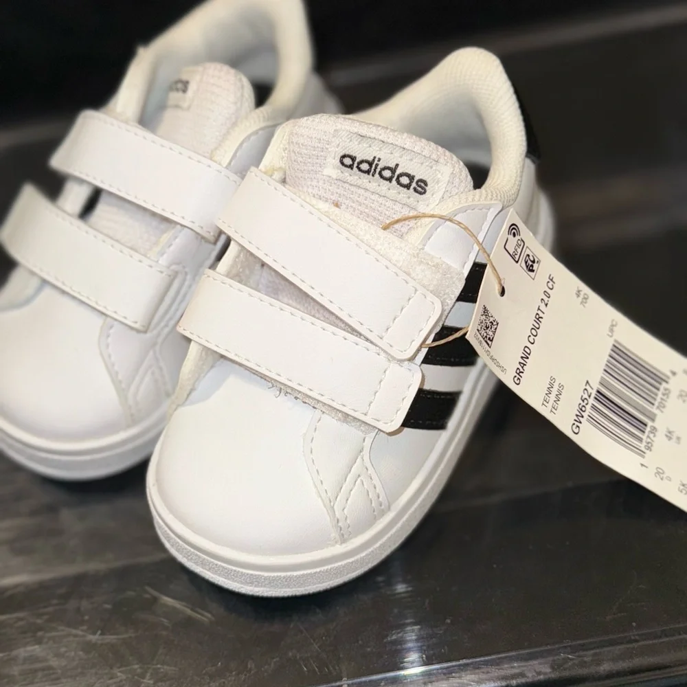 Adidas baby White Black Velcro Strap Sneakers - Picture 11 of 12